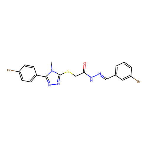 (E)-N'-(3-bromobenzylidene)-2-((5-(4-bromophenyl)-4-methyl-4H-1,2,4-triazol-3-yl)thio)acetohydrazide structure