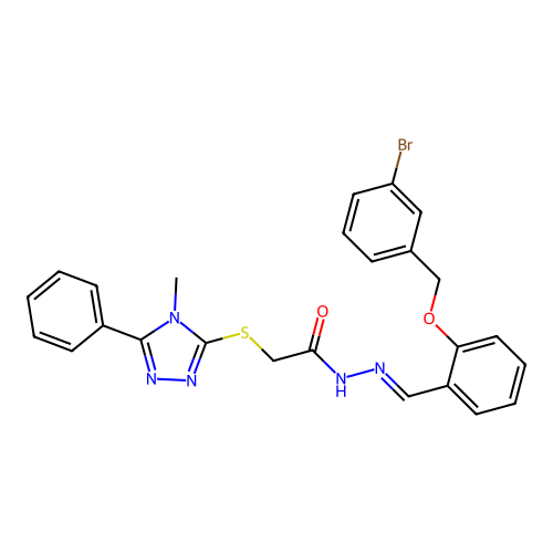 (E)-N'-(2-((3-bromobenzyl)oxy)benzylidene)-2-((4-methyl-5-phenyl-4H-1,2,4-triazol-3-yl)thio)acetohydrazide structure