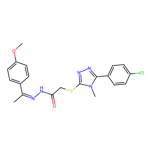 (Z)-2-((5-(4-chlorophenyl)-4-methyl-4H-1,2,4-triazol-3-yl)thio)-N'-(1-(4-methoxyphenyl)ethylidene)acetohydrazide structure