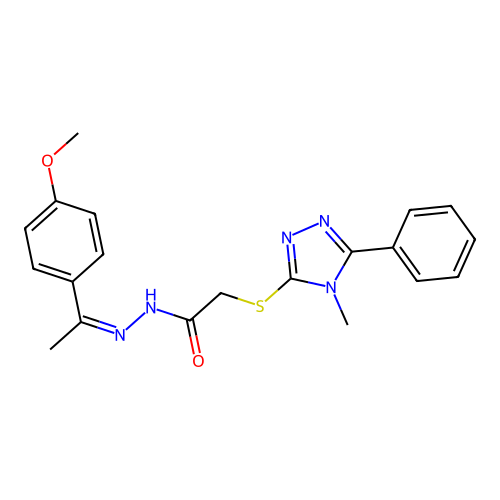 (Z)-N'-(1-(4-methoxyphenyl)ethylidene)-2-((4-methyl-5-phenyl-4H-1,2,4-triazol-3-yl)thio)acetohydrazide structure
