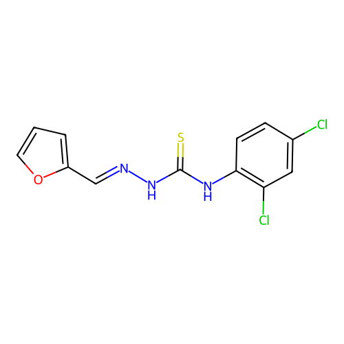 (2E)-N-(2,4-dichlorophenyl)-2-(furan-2-ylmethylidene)hydrazinecarbothioamide structure