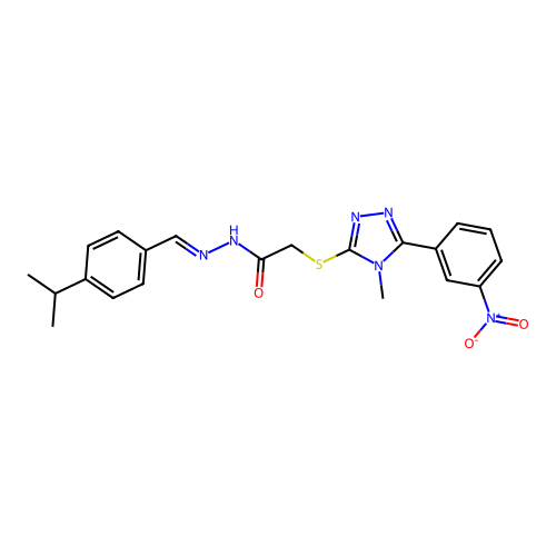 (E)-N'-(4-isopropylbenzylidene)-2-((4-methyl-5-(3-nitrophenyl)-4H-1,2,4-triazol-3-yl)thio)acetohydrazide structure