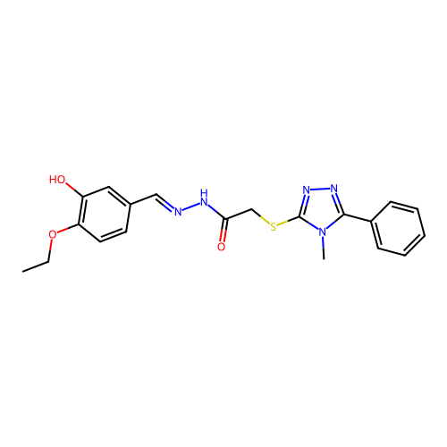 (E)-N'-(4-ethoxy-3-hydroxybenzylidene)-2-((4-methyl-5-phenyl-4H-1,2,4-triazol-3-yl)thio)acetohydrazide structure