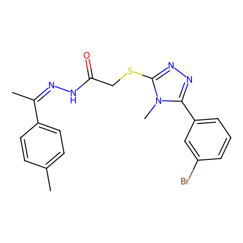 (Z)-2-((5-(3-bromophenyl)-4-methyl-4H-1,2,4-triazol-3-yl)thio)-N'-(1-(p-tolyl)ethylidene)acetohydrazide structure