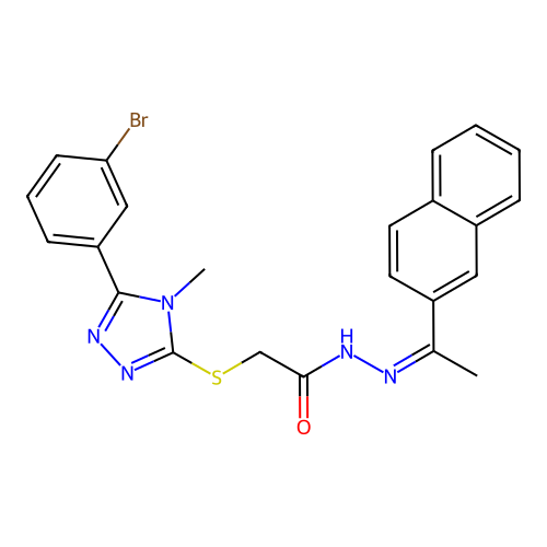 (Z)-2-((5-(3-bromophenyl)-4-methyl-4H-1,2,4-triazol-3-yl)thio)-N'-(1-(naphthalen-2-yl)ethylidene)acetohydrazide structure