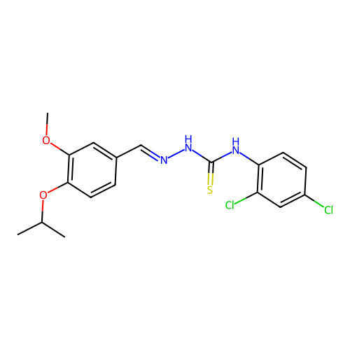 (E)-N-(2,4-dichlorophenyl)-2-(4-isopropoxy-3-methoxybenzylidene)hydrazinecarbothioamide structure