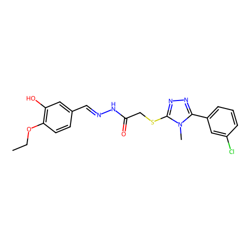 (E)-2-((5-(3-chlorophenyl)-4-methyl-4H-1,2,4-triazol-3-yl)thio)-N'-(4-ethoxy-3-hydroxybenzylidene)acetohydrazide structure
