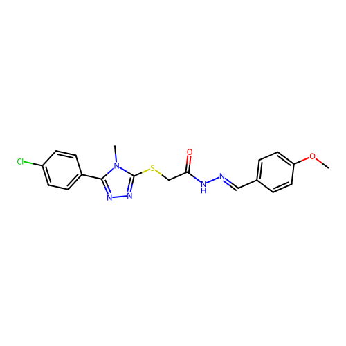 (E)-2-((5-(4-chlorophenyl)-4-methyl-4H-1,2,4-triazol-3-yl)thio)-N'-(4-methoxybenzylidene)acetohydrazide structure