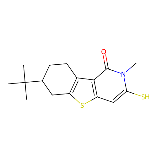 7-tert-butyl-2-methyl-3-sulfanyl-6,7,8,9-tetrahydro[1]benzothieno[3,2-c]pyridin-1(2H)-one structure