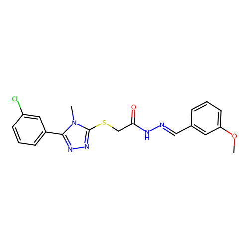 (E)-2-((5-(3-chlorophenyl)-4-methyl-4H-1,2,4-triazol-3-yl)thio)-N'-(3-methoxybenzylidene)acetohydrazide structure