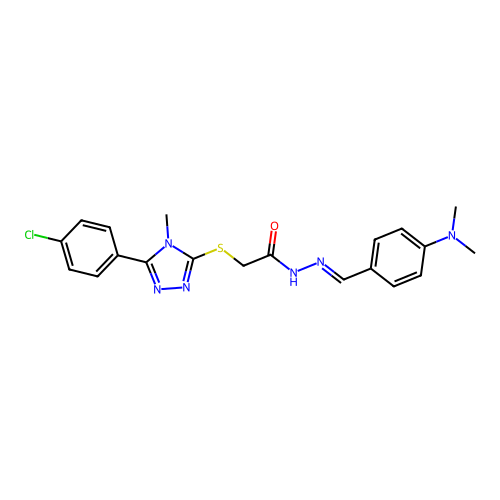 (E)-2-((5-(4-chlorophenyl)-4-methyl-4H-1,2,4-triazol-3-yl)thio)-N'-(4-(dimethylamino)benzylidene)acetohydrazide structure