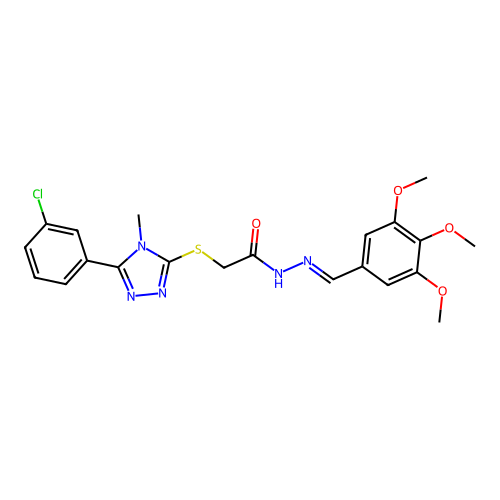 (E)-2-((5-(3-chlorophenyl)-4-methyl-4H-1,2,4-triazol-3-yl)thio)-N'-(3,4,5-trimethoxybenzylidene)acetohydrazide structure