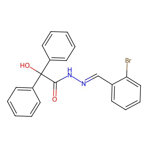 N-[(E)-(2-bromophenyl)methylideneamino]-2-hydroxy-2,2-diphenylacetamide structure