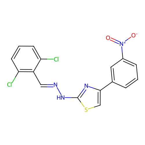 (E)-2-(2-(2,6-dichlorobenzylidene)hydrazinyl)-4-(3-nitrophenyl)thiazole structure
