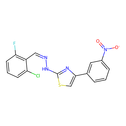 (Z)-2-(2-(2-chloro-6-fluorobenzylidene)hydrazinyl)-4-(3-nitrophenyl)thiazole structure