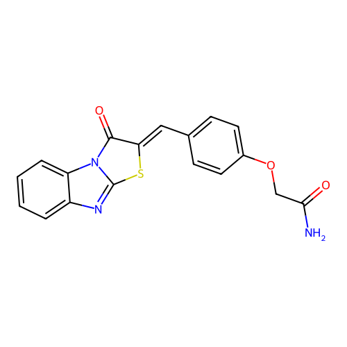 (Z)-2-(4-((3-oxobenzo[4,5]imidazo[2,1-b]thiazol-2(3H)-ylidene)methyl)phenoxy)acetamide structure