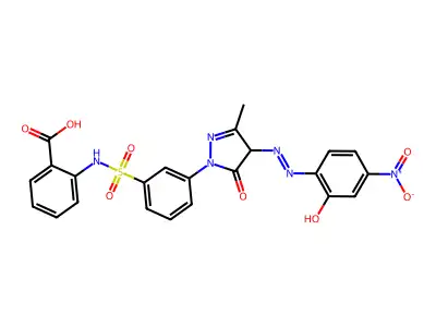 2-[[[3-[4,5-Dihydro-4-[2-(2-hydroxy-4-nitrophenyl)diazenyl]-3-methyl-5-oxo-1H-pyrazol-1-yl]phenyl]sulfonyl]amino]benzoic acid structure