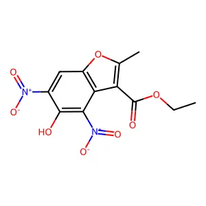 Ethyl 5-hydroxy-2-methyl-4,6-dinitro-1-benzofuran-3-carboxylate structure