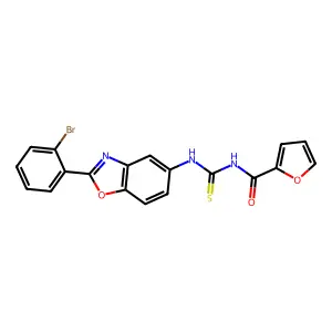N-[2-(2-bromophenyl)-1,3-benzoxazol-5-yl]-N'-(2-furoyl)thiourea structure