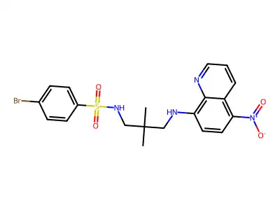 4-bromo-N-[2,2-dimethyl-3-[(5-nitroquinolin-8-yl)amino]propyl]benzenesulfonamide structure