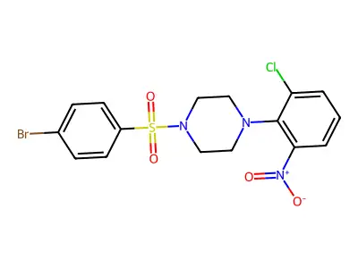 1-(4-Bromophenyl)sulfonyl-4-(2-chloro-6-nitrophenyl)piperazine structure
