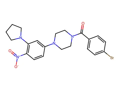 1-(4-Bromobenzoyl)-4-{4-nitro-3-pyrrolidin-1-ylphenyl}piperazine structure