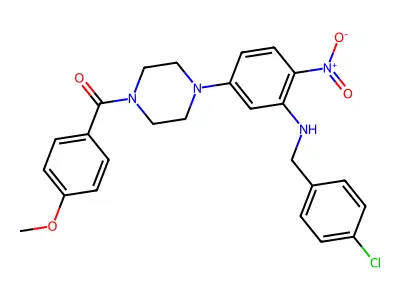 [4-[3-[(4-chlorophenyl)methylamino]-4-nitrophenyl]piperazin-1-yl]-(4-methoxyphenyl)methanone structure