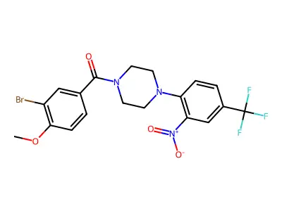 (3-bromo-4-methoxyphenyl)-[4-[2-nitro-4-(trifluoromethyl)phenyl]piperazin-1-yl]methanone structure