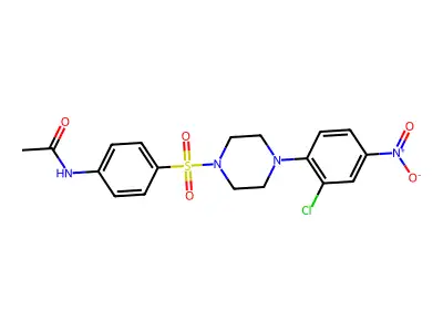 N-[4-[4-(2-chloro-4-nitrophenyl)piperazin-1-yl]sulfonylphenyl]acetamide structure