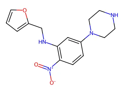 N-(furan-2-ylmethyl)-2-nitro-5-(piperazin-1-yl)aniline structure