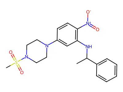 5-(4-methylsulfonylpiperazin-1-yl)-2-nitro-N-(1-phenylethyl)aniline structure