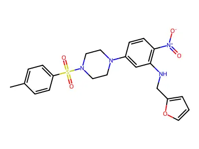 N-(furan-2-ylmethyl)-5-[4-(4-methylphenyl)sulfonylpiperazin-1-yl]-2-nitroaniline structure