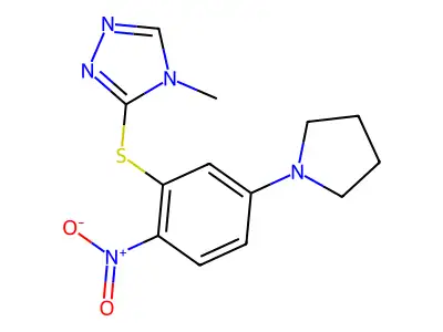 4-Methyl-3-(2-nitro-5-pyrrolidin-1-ylphenyl)sulfanyl-1,2,4-triazole structure