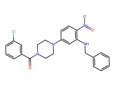 [4-[3-(Benzylamino)-4-nitrophenyl]piperazin-1-yl]-(3-chlorophenyl)methanone structure