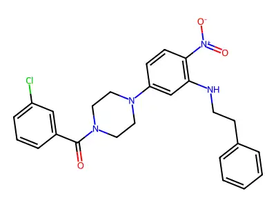 (3-chlorophenyl)-[4-[4-nitro-3-(phenethylamino)phenyl]piperazin-1-yl]methanone structure