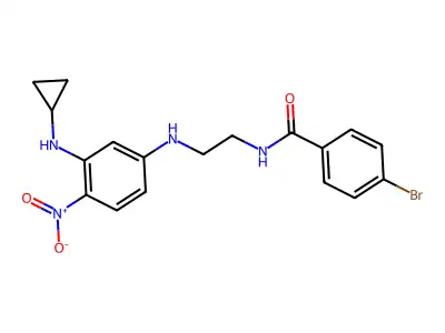 4-bromo-N-(2-{3-(cyclopropylamino)-4-nitroanilino}ethyl)benzamide structure