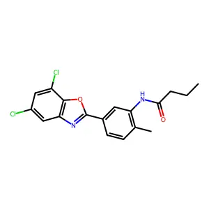 N-[5-(5,7-dichloro-1,3-benzoxazol-2-yl)-2-methylphenyl]butanamide structure