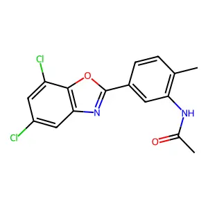 N-[5-(5,7-dichloro-1,3-benzoxazol-2-yl)-2-methylphenyl]acetamide structure
