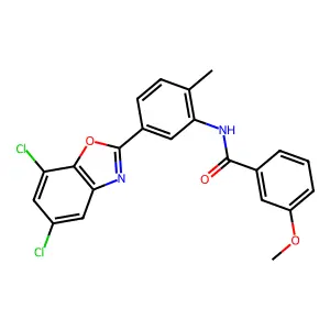 N-[5-(5,7-dichloro-1,3-benzoxazol-2-yl)-2-methylphenyl]-3-methoxybenzamide structure