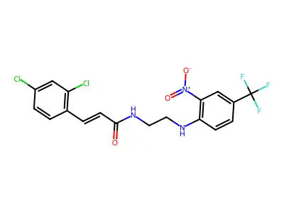(E)-3-(2,4-dichlorophenyl)-N-[2-[2-nitro-4-(trifluoromethyl)anilino]ethyl]prop-2-enamide structure