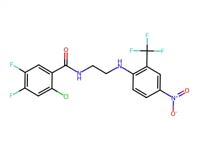 2-chloro-4,5-difluoro-N-[2-[4-nitro-2-(trifluoromethyl)anilino]ethyl]benzamide structure