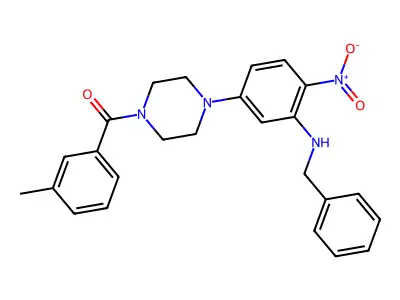 [4-[3-(Benzylamino)-4-nitrophenyl]piperazin-1-yl]-(3-methylphenyl)methanone structure
