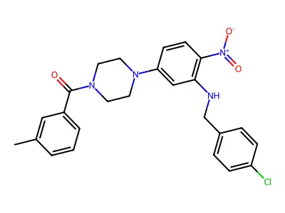 [4-[3-[(4-chlorophenyl)methylamino]-4-nitrophenyl]piperazin-1-yl]-(3-methylphenyl)methanone structure