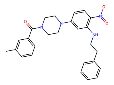 3-Methylphenyl 4-{4-nitro-3-[(2-phenylethyl)amino]phenyl}piperazinyl ketone structure