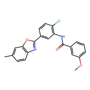 N-[2-chloro-5-(6-methyl-1,3-benzoxazol-2-yl)phenyl]-3-methoxybenzamide structure