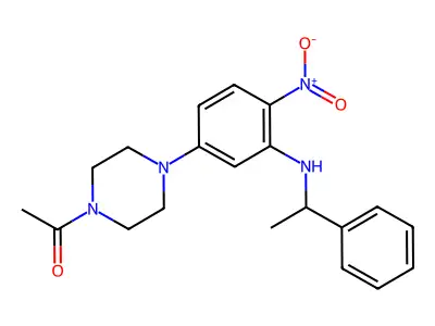 1-[4-[4-Nitro-3-(1-phenylethylamino)phenyl]piperazin-1-yl]ethanone structure