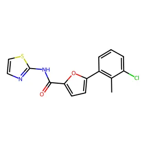 5-(3-chloro-2-methylphenyl)-N-(1,3-thiazol-2-yl)furan-2-carboxamide structure
