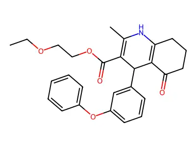 2-ethoxyethyl 2-methyl-5-oxo-4-(3-phenoxyphenyl)-1,4,5,6,7,8-hexahydroquinoline-3-carboxylate structure