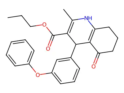 propyl 2-methyl-5-oxo-4-(3-phenoxyphenyl)-1,4,5,6,7,8-hexahydroquinoline-3-carboxylate structure