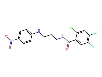 2-chloro-4,5-difluoro-N-[3-(4-nitroanilino)propyl]benzamide structure